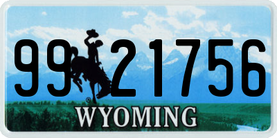 WY license plate 9921756