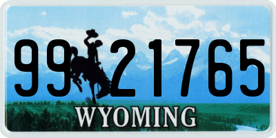 WY license plate 9921765