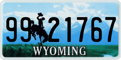 WY license plate 9921767