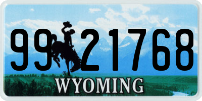 WY license plate 9921768