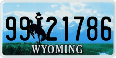 WY license plate 9921786