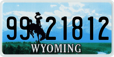 WY license plate 9921812