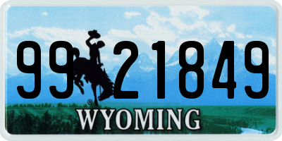 WY license plate 9921849