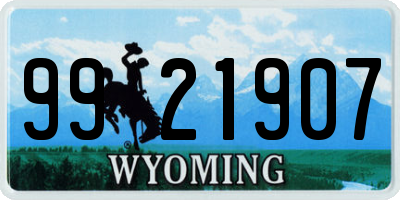 WY license plate 9921907