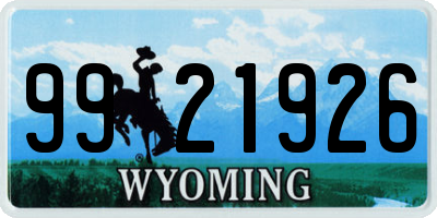 WY license plate 9921926