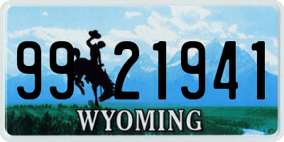 WY license plate 9921941