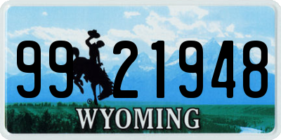 WY license plate 9921948