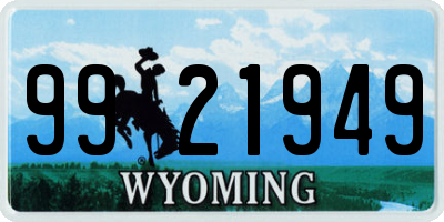 WY license plate 9921949
