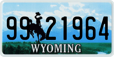 WY license plate 9921964