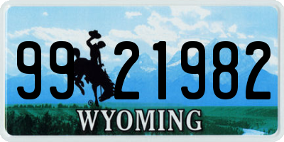 WY license plate 9921982
