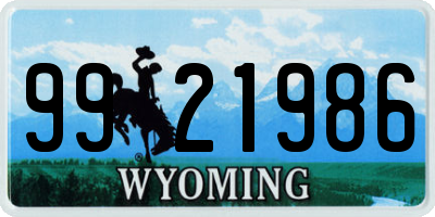 WY license plate 9921986
