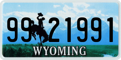 WY license plate 9921991