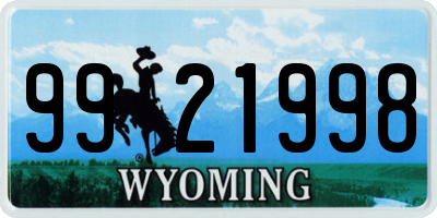 WY license plate 9921998