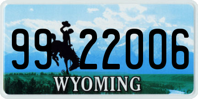 WY license plate 9922006