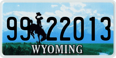 WY license plate 9922013