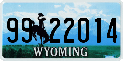 WY license plate 9922014