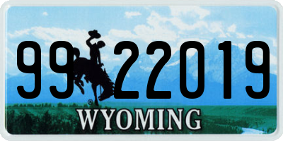 WY license plate 9922019