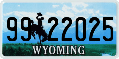 WY license plate 9922025