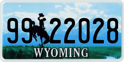 WY license plate 9922028