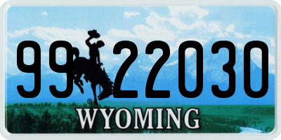 WY license plate 9922030