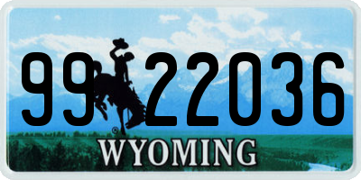 WY license plate 9922036