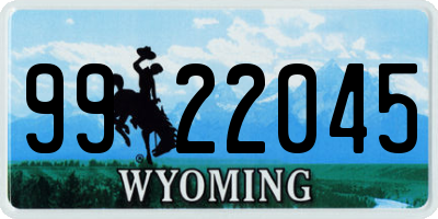 WY license plate 9922045