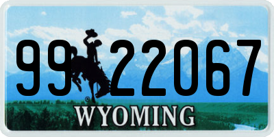 WY license plate 9922067