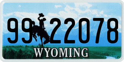 WY license plate 9922078