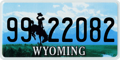WY license plate 9922082