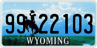 WY license plate 9922103