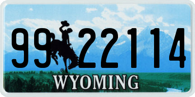 WY license plate 9922114