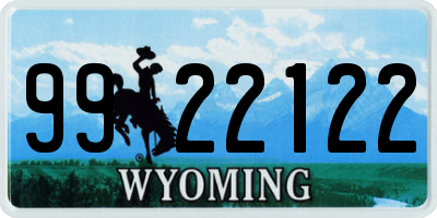 WY license plate 9922122