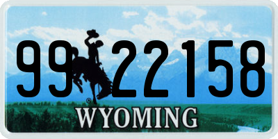WY license plate 9922158