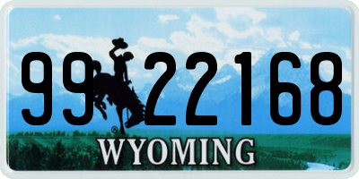 WY license plate 9922168