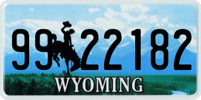 WY license plate 9922182