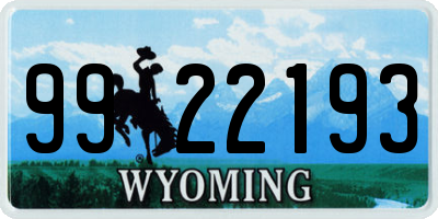 WY license plate 9922193