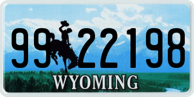 WY license plate 9922198