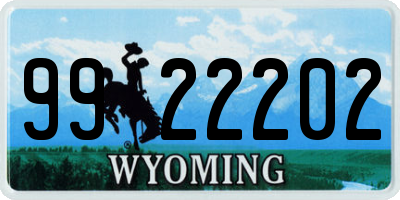 WY license plate 9922202