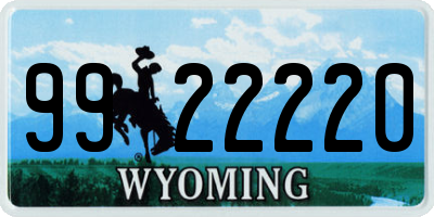 WY license plate 9922220