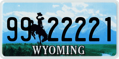 WY license plate 9922221