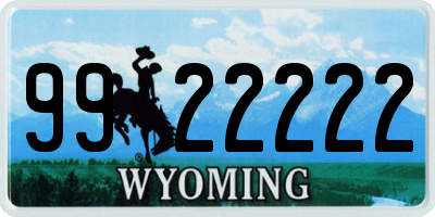 WY license plate 9922222