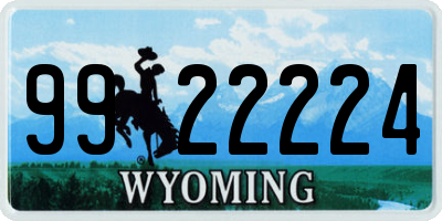 WY license plate 9922224