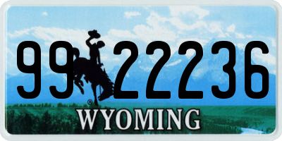 WY license plate 9922236