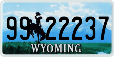 WY license plate 9922237