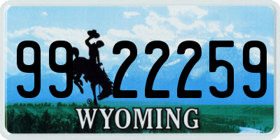 WY license plate 9922259