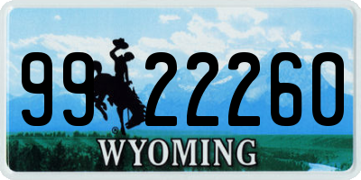 WY license plate 9922260