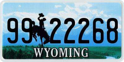 WY license plate 9922268