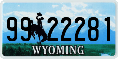 WY license plate 9922281