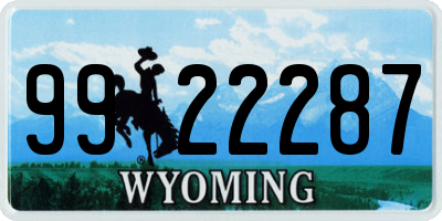 WY license plate 9922287