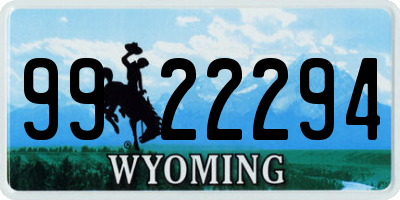 WY license plate 9922294